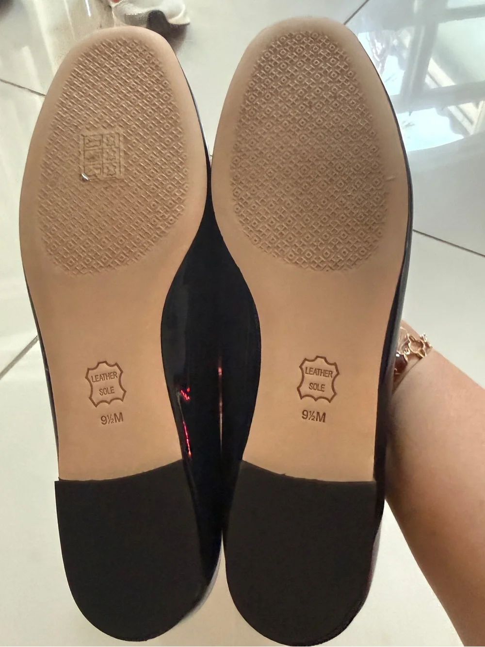 Tory Burch Black Patent Leather Smoking Slippers with Gold Logo
